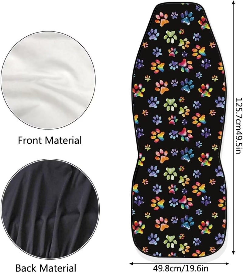 Howilath Cartoon Tie-dye Dog Paw Print Car Seat Cover for Women, Universal Fit 2 Piece Stretchy Breathable Bucket Vehicles Seat Cover Front Seats for SUV Van Sedan - Image 5